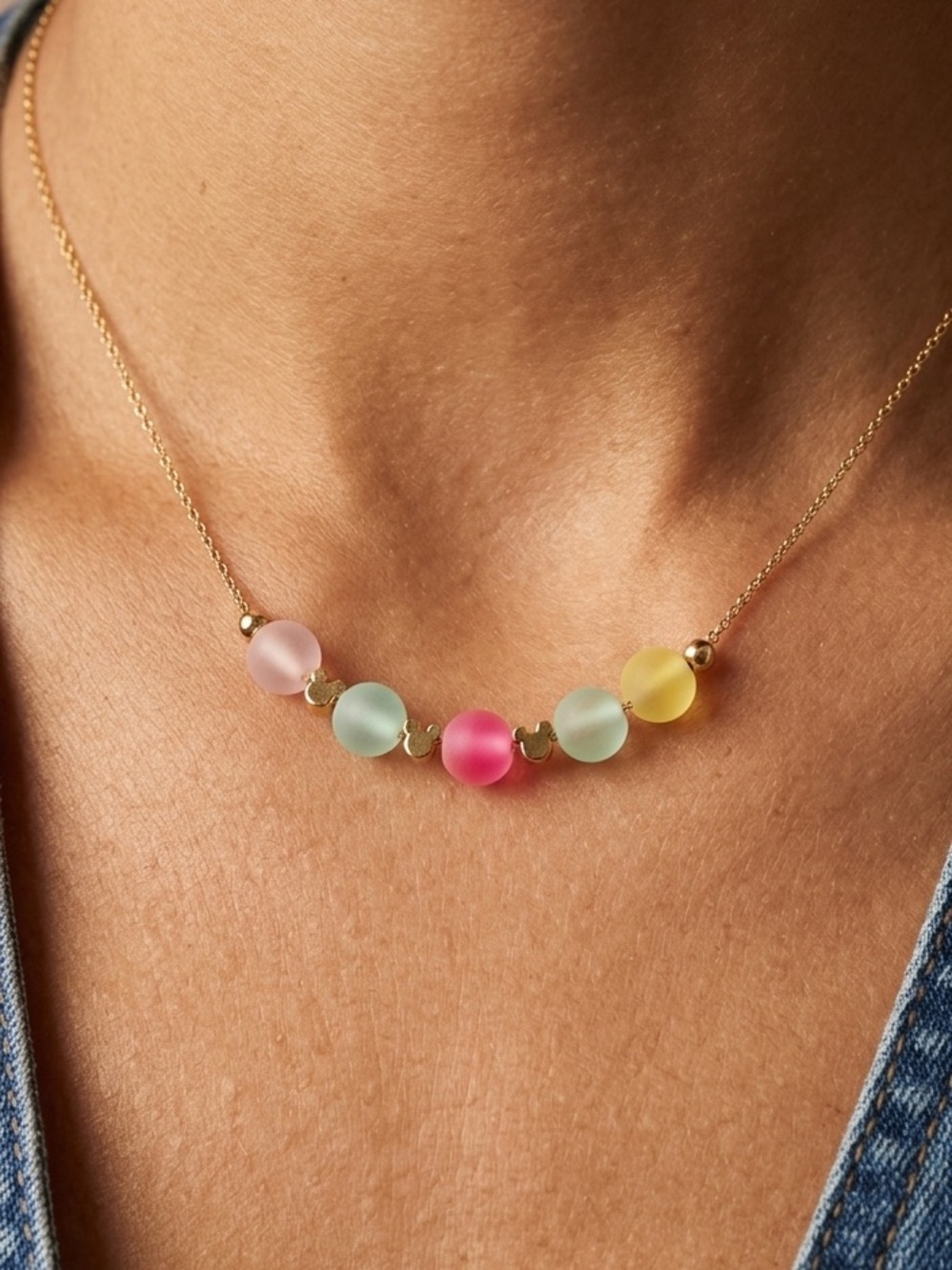 Mickey Colorful beaded necklace |Girl jewelry | Dainty Necklace